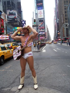 Here's the Naked Cowboy in his prime back in 2006.